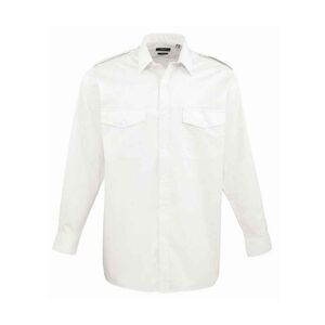 Premier Mens Long-Sleeved Pilot Shirt / White